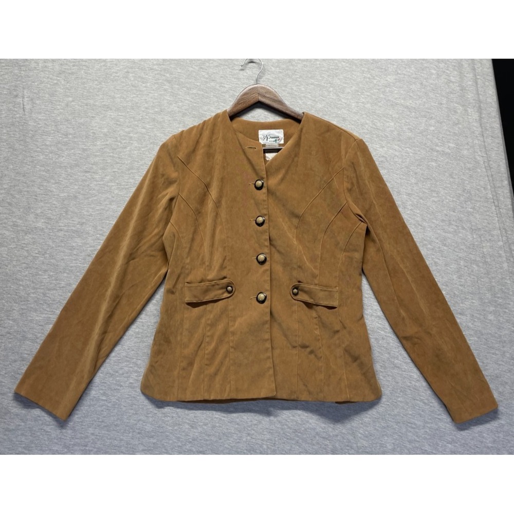 Vintage D.J. Summers Faux Suede Jacket Womens S Brown Seam Detail Button Front